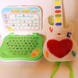 kmc kidoz combo Mini Laptop with Sounds for Kids ,Fun with Learn Laptop English Learner Study Game & Mini Guitar Instrument With Sound & 3d LED Lighting Toy | Battery Operated Electronic Music And Lights Guitars Gift Toys For Boys Girls Kids And Toddlers-picture-21