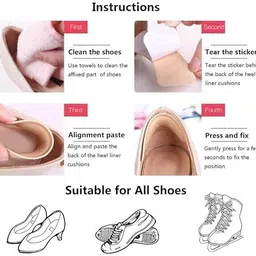 tapahpriyay 2pair Self-Adhesive Heel Grips Liner Cushion Inserts for Loose Shoes Foot Support image 3