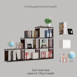 imperial fur 18 Layer Portable Book Shelf Rack | Space-Saving Book Stand for Home & Office Metal Open Book Shelf image 2
