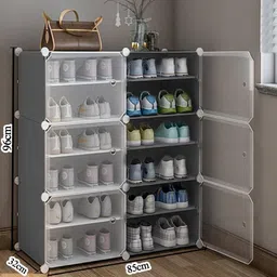 veneersmit Plastic Cloth Almari Wardrobe 6-Door 12-Shelf Plastic Collapsible Wardrobe PC Collapsible Wardrobe image 2