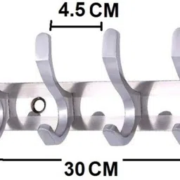 urim Premium Stainless Steel 6 Pin Cloth Hanger Wall Mounted Bathroom Cloth Hanger,Coth Wall Hook,Door Hooks Rail for Hanging Keys,Clothes,Towel (Pack of 8) WITH Free HOOK Door Hanger image 2