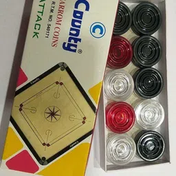 county CRYSTAL CARROM COINS SET OF 20 PCS WITH A STRICKER Carrom Pawns image 2