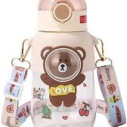 mikagigi Cartoon-Printed Teddy Designer Sipper Bottle: Perfect Anti-Leak Gift for Kids 500 ml Water Bottles image 1
