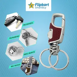 flipkart smartbuy Premium Red Double Ring Metal Hook Rust Proof Key Chain image 4