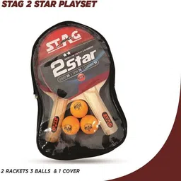 stag 2 STAR PLAYSET WITH 2 BAT,3 BALLS Table Tennis Kit image 1