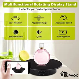 palay USB Electric Rotating Display Stand 20cm 360 Degree Turntable Load 8KG for Shows Decorative Showpiece - 20.4 cm image 4