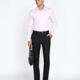 park avenue Men Regular Fit Black Polyester Trousers image 2