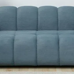 casacraft from pepperfry Edelmira Faux Fur Fabric 2 Seater Sofa In Slate Blue Colour image 1