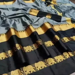 mortal textile ijh Animal Print Assam Silk Cotton Silk Saree-picture-34