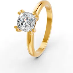 forever jewels 2Ct Cushion Moissanite Women Double Prong Solitaire Ring 14K Yellow Gold Plated Sterling Silver Moissanite Gold Plated Ring image 4