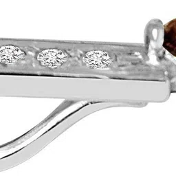 surat diamonds Trendy Pear Shaped Brown Tourmaline, Round White Topaz and 925 Sterling Silver Pendant with 18 IN Chain (SDP423) Silver Tourmaline Sterling Silver Pendant image 4