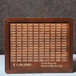 kiyacraftncanvas 2 Combo Pack Wooden ₹1 Lakh Savings Coin Boxes – Stylish & Durable Coin Bank image 3