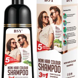 bsy Noni Dark Brown Hair Colour Shampoo - 180ml- Pump Pack , Dark Brown-picture-14