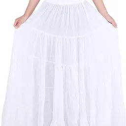 skart Women Solid Gathered White Skirt-picture-17