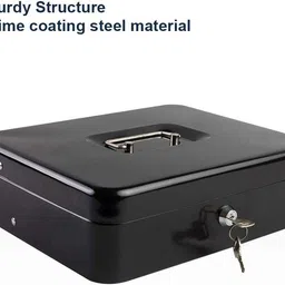 dearow Steel Money Cash Box with Lock Cash Box image 2
