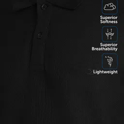 xyxx Men Solid Polo Neck Pure Cotton Black T-Shirt image 5