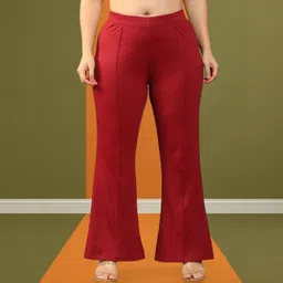 hocc Women Loose Fit Maroon Lycra Blend Trousers image 1