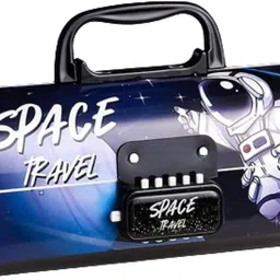 rumqol Compass Box Lock Dual Password and Three Stage Storage Art Plastic Pencil Box image 1