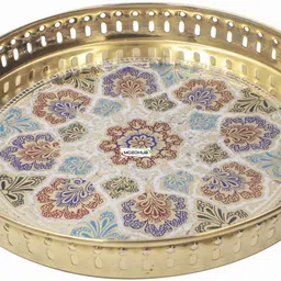 mozo hub Brass White Color Round 32 cm Tray-picture-13