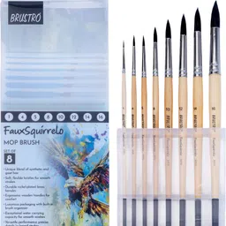 brustro Faux Squirrelo Mop Brush | Round | Synthetic and Natural Bristles image 2