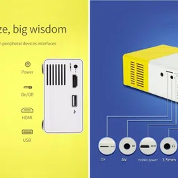 ZVR Mini Portable LED Projector 600 lm Support 3.5mm Audio, HDMI, USB & TF Card Slot (600 lm) Portable Projector image 2