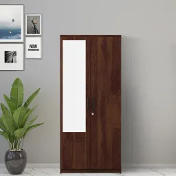 spacewood Kosmo Carnival 2 Door Wardrobe In Sheesham Melamine Finish With Mirror image 1