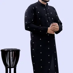 tibra collection Men Woven Design Cotton Blend Straight Kurta image 3