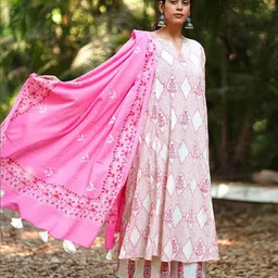 Chidiyaa Gulmohars Grace Floral Block Printed Pure Cotton Dupatta-picture-40