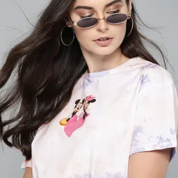 Kook N Keech Disney Women Mickey & Minnie Print Round Neck Pure Cotton T-shirt-image-21