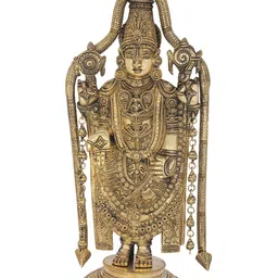 Exotic India Gold Toned Lord Venkateshvara as Balaji at Tirupati Showpiece-picture-31