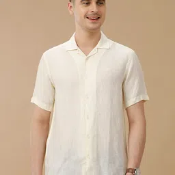 Linen Club Men Contemporary Slim Fit Solid Opaque Linen Casual Shirt-image-9