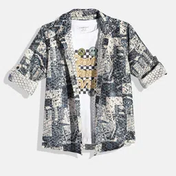 CHARCHIT Boys Comfort Semi Sheer Printed Casual Shirt with Tshirt-picture-45