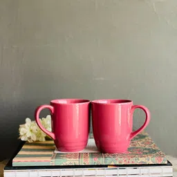 Folkstorys Pink Set Of 2 Ceramic Glossy Mugs 300ml Each-picture-21