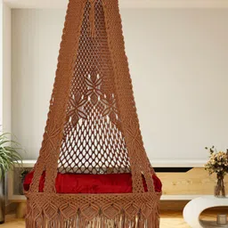 Patiofy Brown Macram Comfortable Hammock Swing Chair With Cushion-image-88