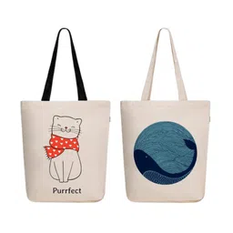 EcoRight Set of 2 Graphic Printed Lightweight Canvas Structured Tote Bag-picture-16