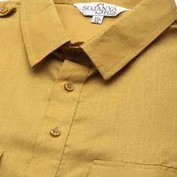 SOJANYA PLUS Men Mustard Yellow Pathani Kurta with Trousers image 3