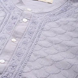 House of Pataudi Men Jashn Floral Embroidered Thread Work Pure Cotton Kurta With Churidar image 5