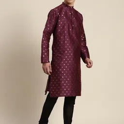 SOJANYA Geometric Silk Cotton Kurta image 5