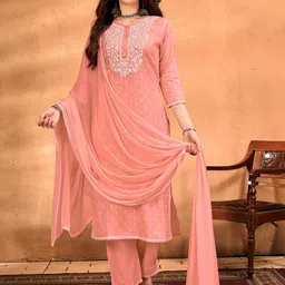 Anouk Ethnic Motifs Embroidered Thread Work Pure Cotton Kurta With Trousers & Dupatta-picture-25