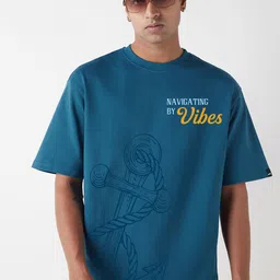 Bewakoof Heavy Duty Graphic Printed Drop-Shoulder Sleeves Pure Cotton Oversized T-shirt image 3