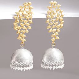 Rubans Gold-Plated & Silver-Toned Handcrafted Dome Shaped Jhumkas-picture-18