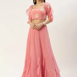 Ethnovog Embroidered Thread Work Ready to Wear Lehenga & Blouse image 5