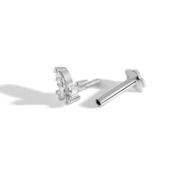 Silverfied Sterling Silver Rhodium-Plated Cubic Zirconia Studded Animal Shaped Studs image 2