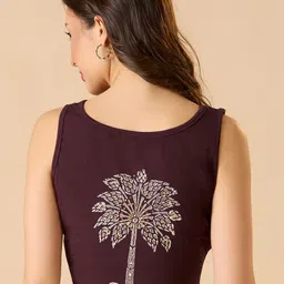 SALWAR STUDIO Hand Block Boat Neck Stretchable Sleeveless Blouse image 2