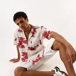 Hubberholme Crochet Abstract Print Casual Shirt image 3