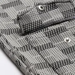 Campus Sutra Men Grey & Black Checked Windcheater Outdoor Biker Jacket image 2