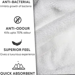 Heelium Set of 2 Grey & White Solid 600GSM Quick Absorbent Super Soft Bamboo Bath Towels image 5