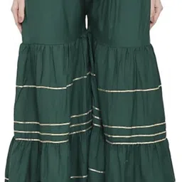 emmy word Women Relaxed Dark Green Cotton Blend Trousers-picture-32