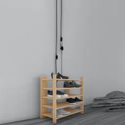 wood you Open Shoe Rack In Urban Teak Finish image 1