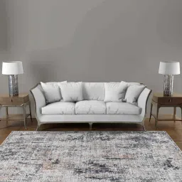 neu looms Grey Abstract Viscose 8 x 10 Feet Hand Woven Carpet image 1